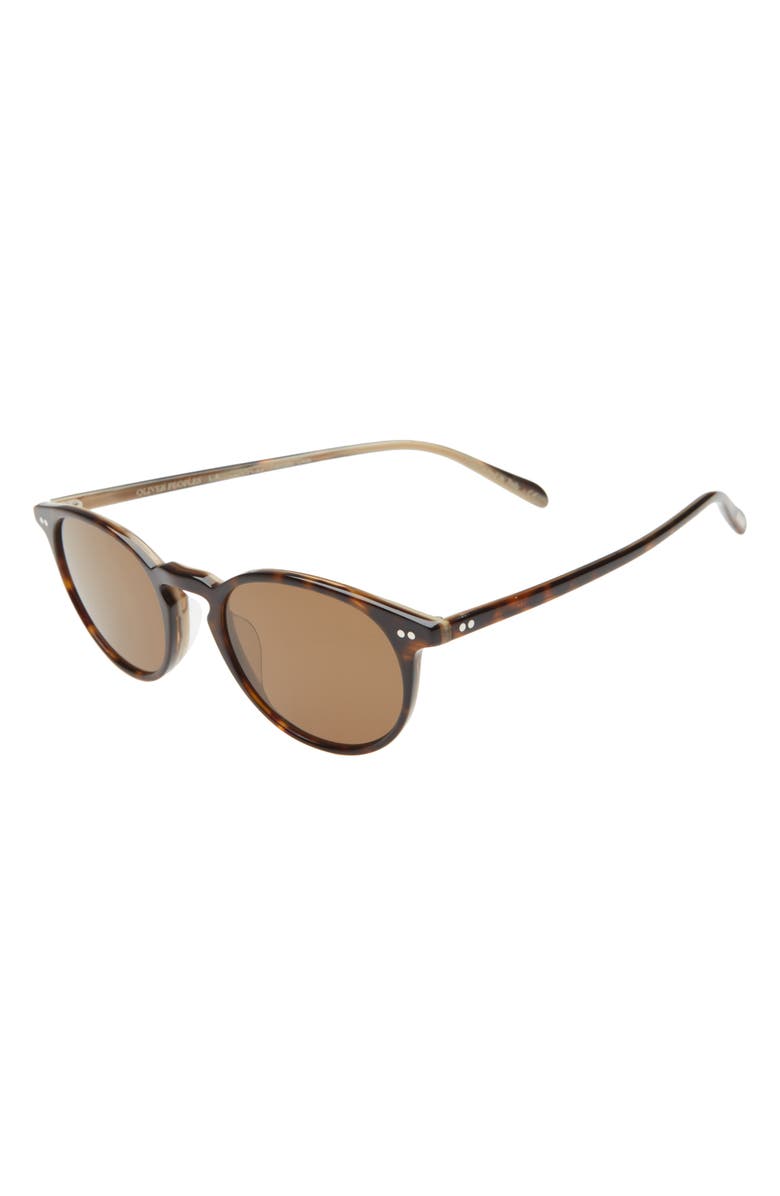 Oliver Peoples Riley 49mm Polarized Round Sunglasses, Alternate, color, Pol Brown