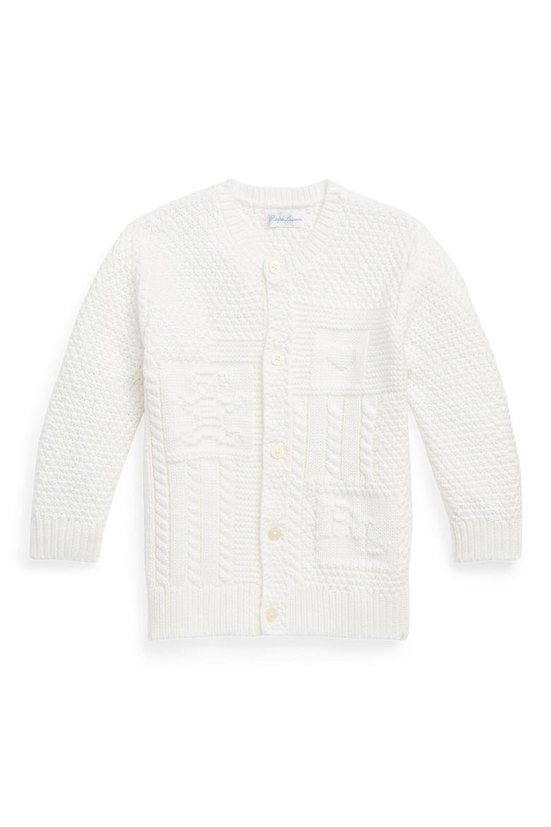 Mixed Stitch Cotton Cardigan, Main, color, TROPHY CREAM