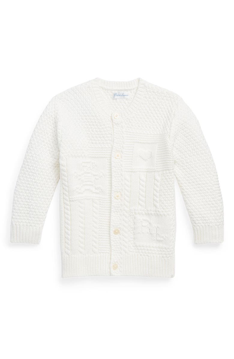 Ralph Lauren Mixed Stitch Cotton Cardigan, Main, color, Trophy Cream