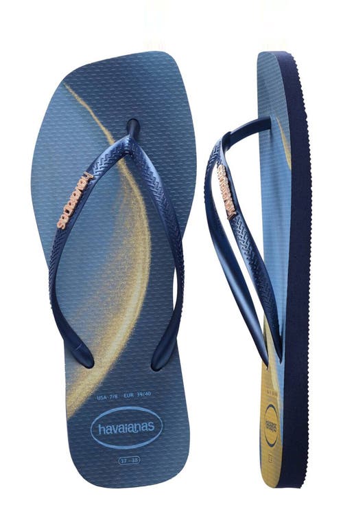 Havaianas Slim Square Flip Flop In Navy Blue