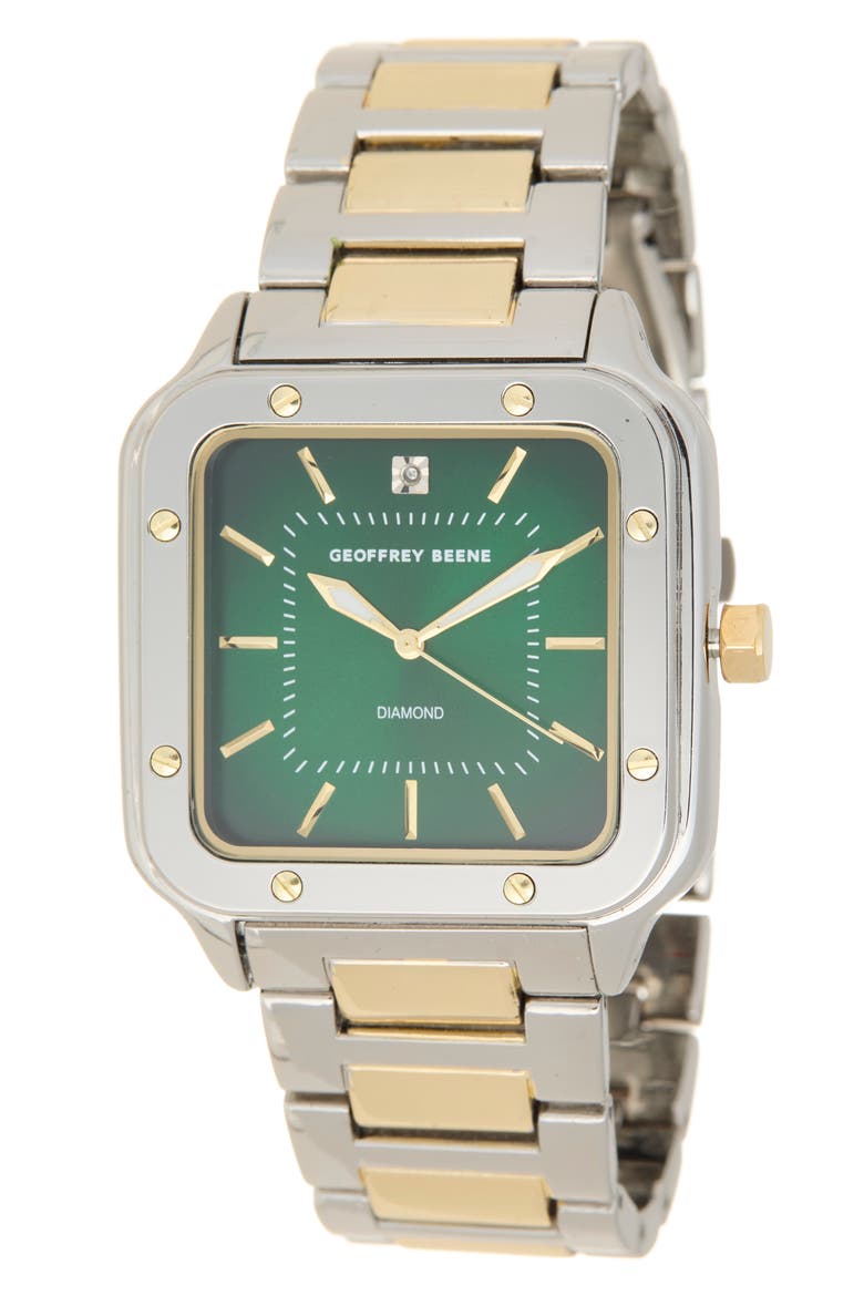 Diamond Two-Tone Bracelet Watch, 41mm, Main, color, TWO TONE/ GREEN