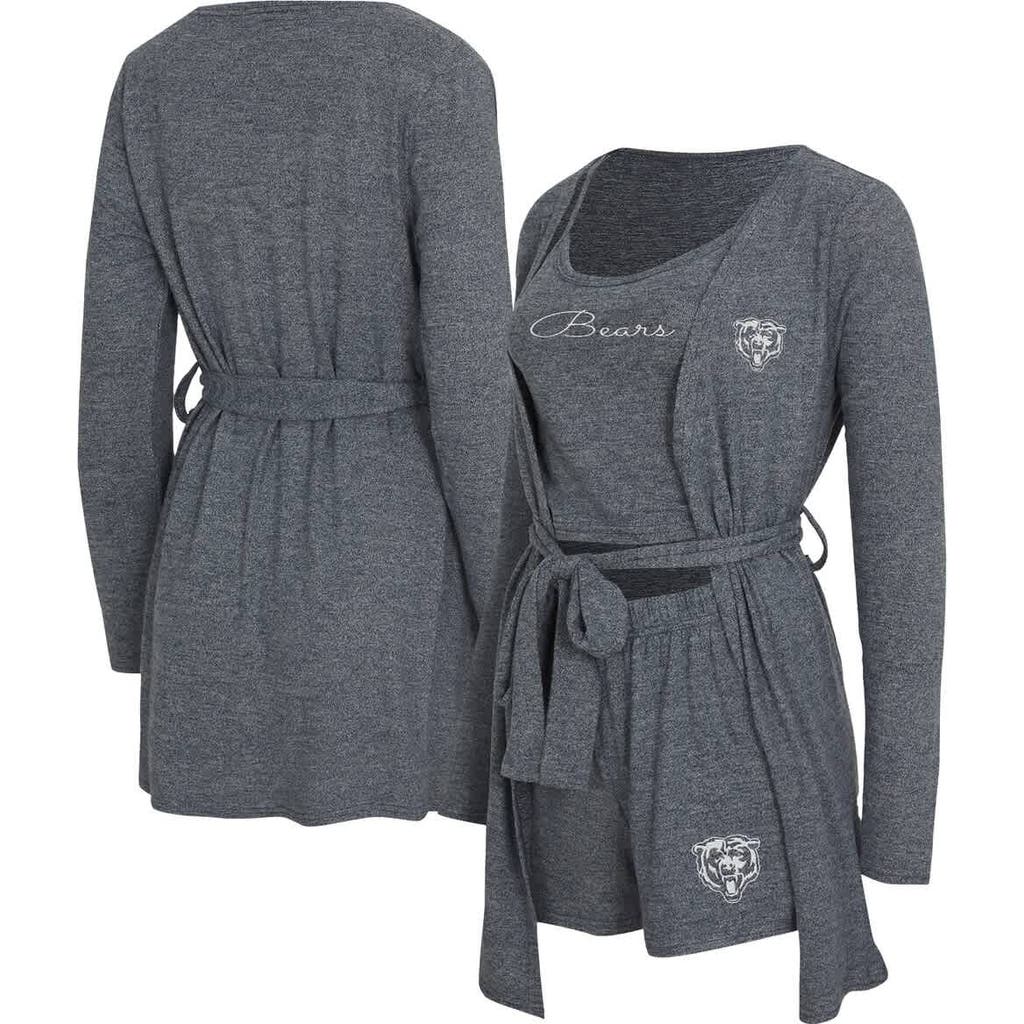 Concepts Sport Heather Navy Chicago Bears Rigor Tank, Short & Robe Set In Blue