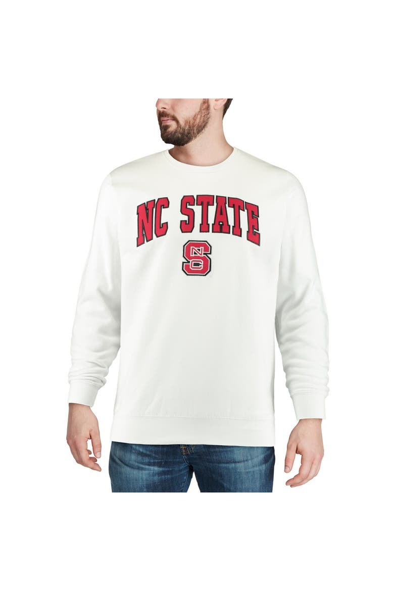 Men's Colosseum White NC State Wolfpack Arch & Logo Crew Neck Sweatshirt, Alternate, color, White