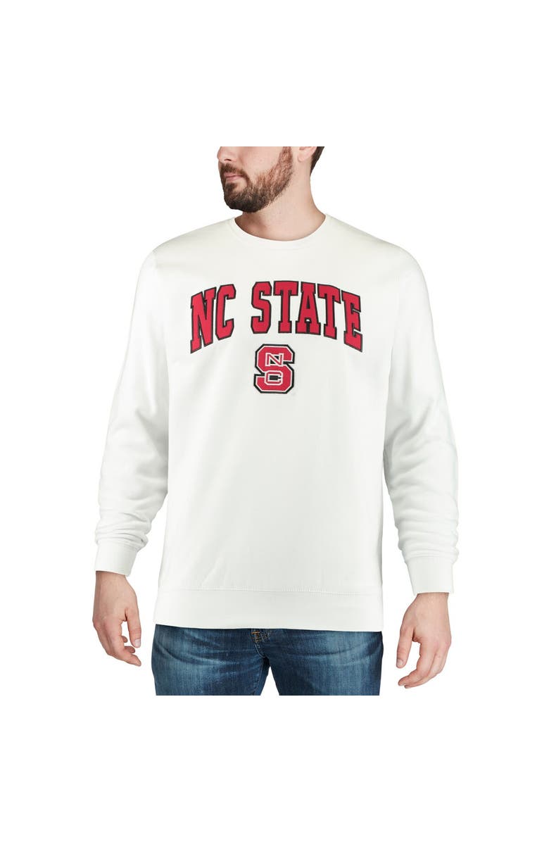 COLOSSEUM Men's Colosseum White NC State Wolfpack Arch & Logo Crew Neck Sweatshirt, Alternate, color, White