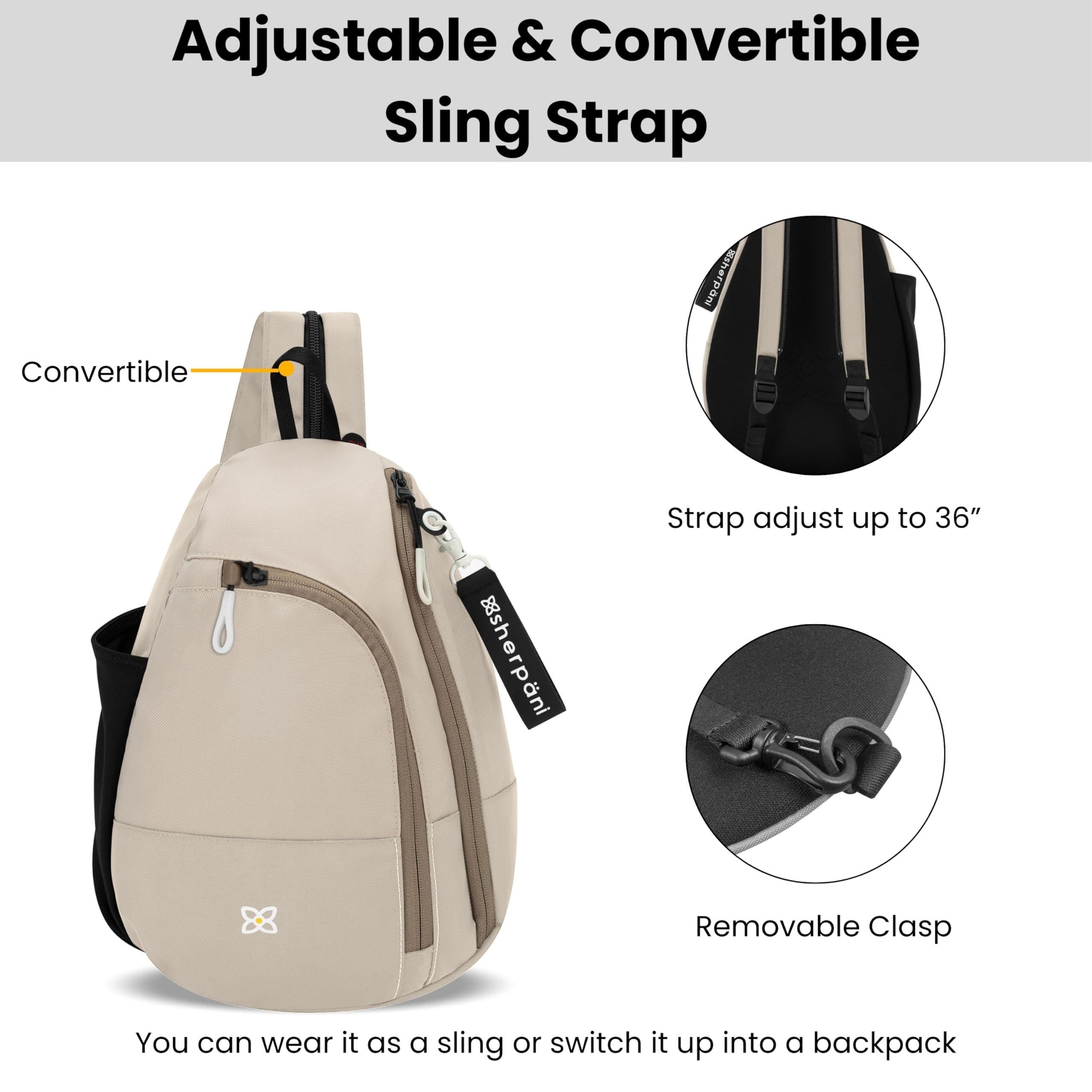 Sherpani Wayfarer Small Convertible 8L Sling Backpack, Alternate, color, Con Leche