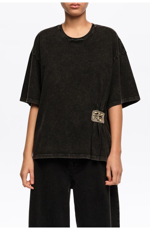 Ruched T-Shirt With Custom Label