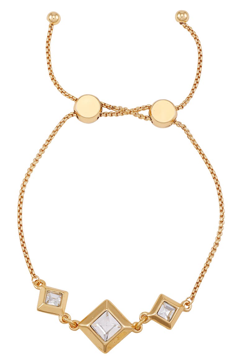 Geometric Crystal Slider Bracelet, Alternate, color, GOLD TONE
