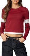 EDIKTED Paula Layered Look Long Sleeve Cotton T-Shirt
