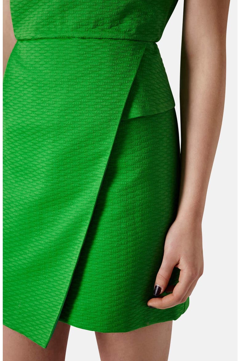'Premium' Textured Faux Wrap Dress, Alternate, color, GREEN