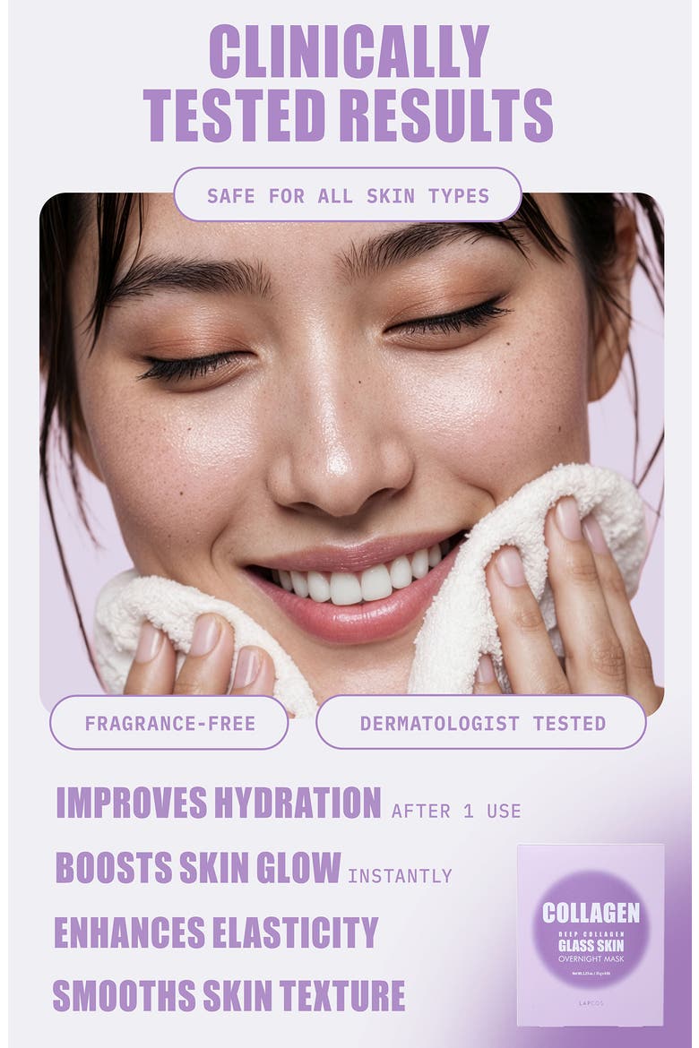 Deep Collagen Glass Skin Overnight Sheet Mask, Alternate, color, PURPLE