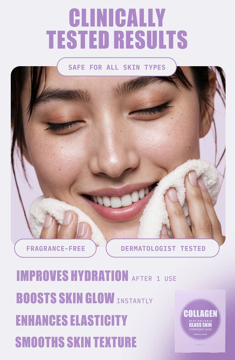 LAPCOS Deep Collagen Glass Skin Overnight Sheet Mask, Alternate, color, Purple