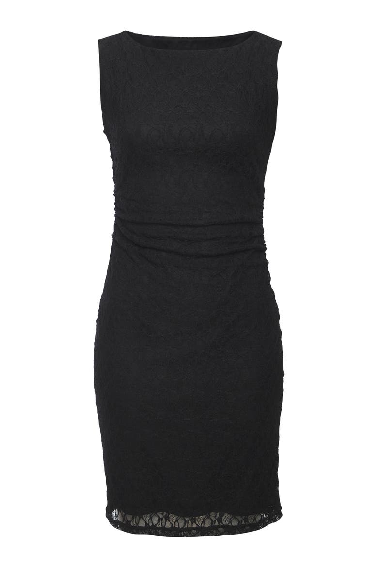Sleeveless Boat Neck Lace Dress, Alternate, color, Black