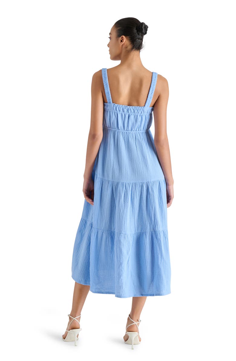 Steve Madden Alissa Tiered Cotton Gauze Midi Sundress, Alternate, color, Vista Blue