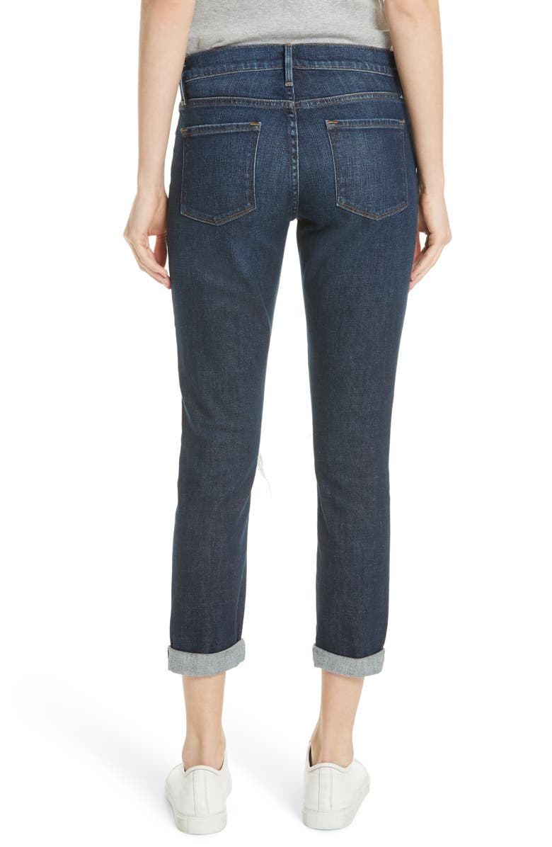 FRAME Le Garcon Ripped Ankle Slim Boyfriend Jeans, Alternate, color, 