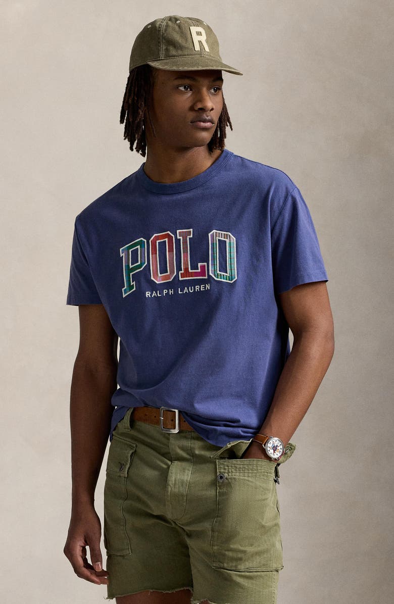 Polo Ralph Lauren Plaid Logo Appliqué Embroidered T-Shirt, Alternate, color, 