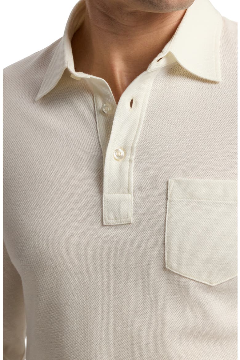 Long Sleeve Cotton & Cashmere Piqué Pocket Polo, Alternate, color, CLASSIC WHITE