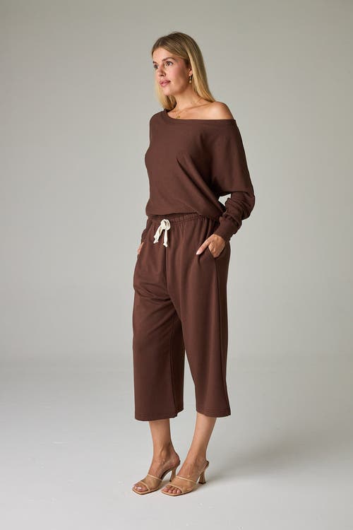 Eavolu Baikal Eco-luxe Fleece Crop Pant In Brown