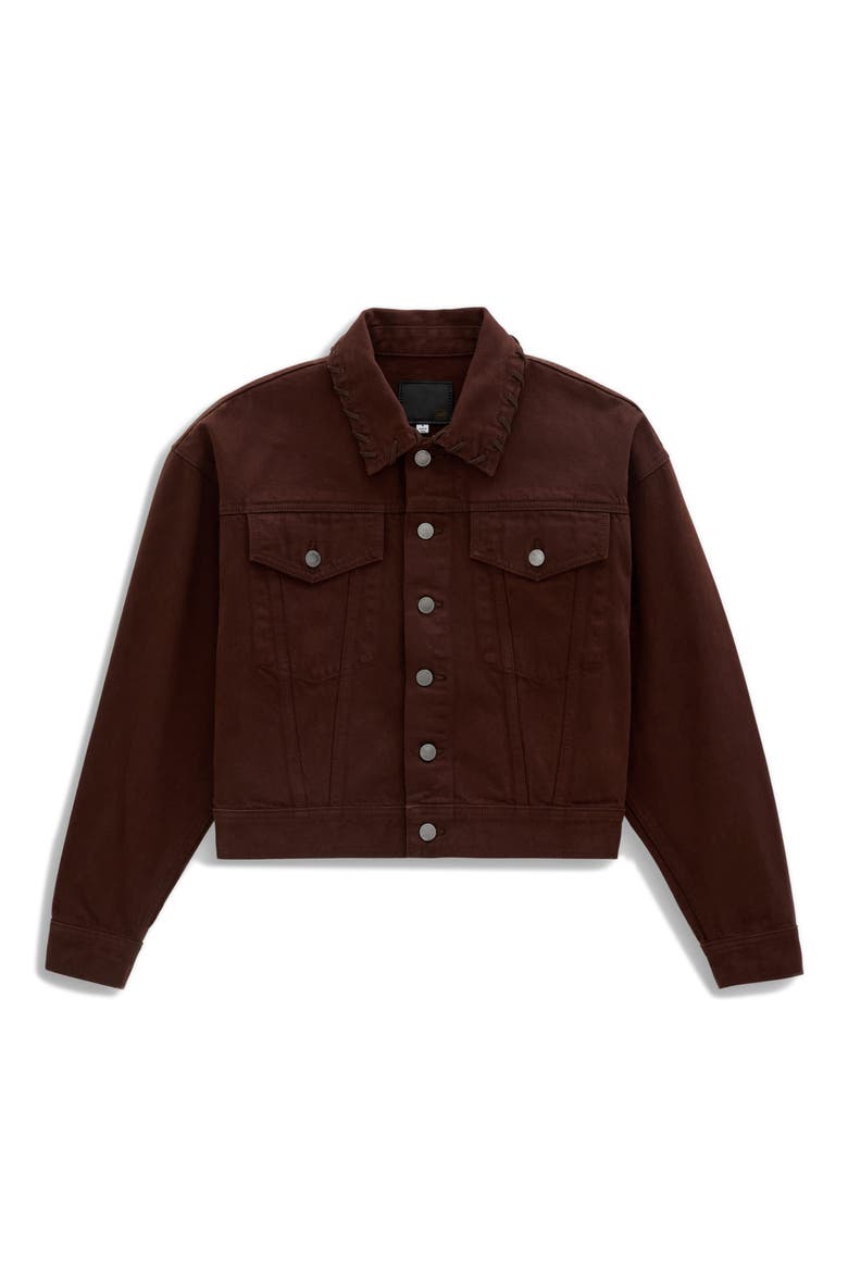 Lori Lace-Up Collar Denim Jacket, Alternate, color, LACE UP