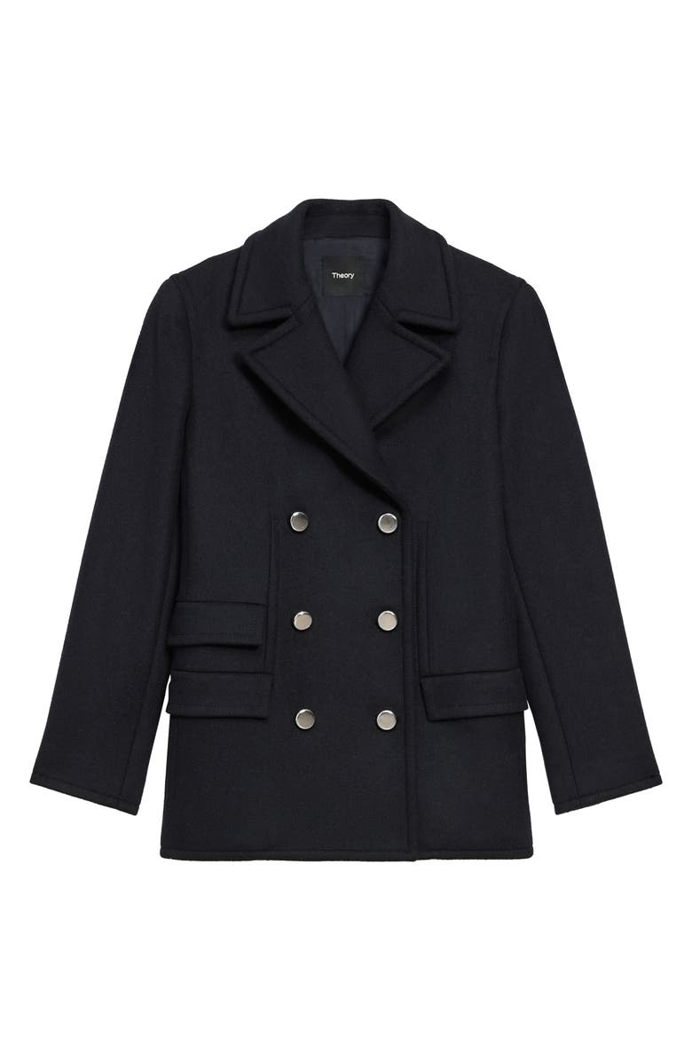 Theory Double Breasted Wool Peacoat Blazer, Alternate, color, Baltic