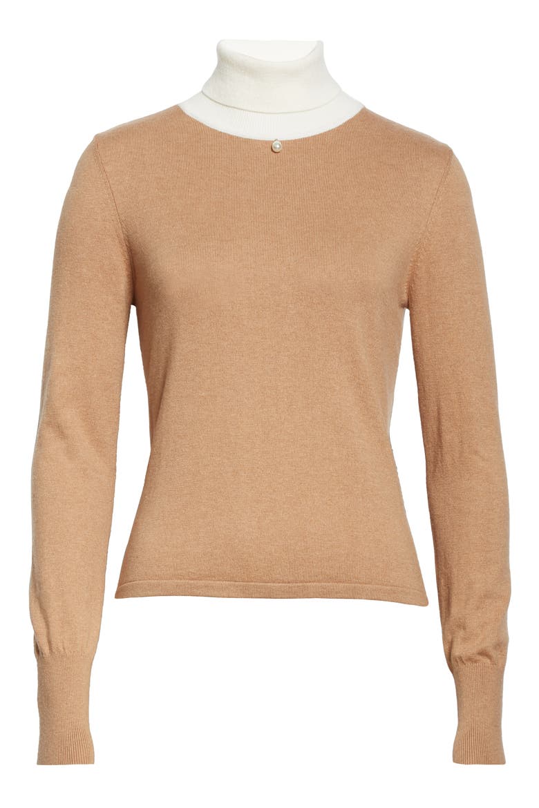 Urchin Contrast Turtleneck Sweater, Alternate, color, MOCHA/ EGGSHELL