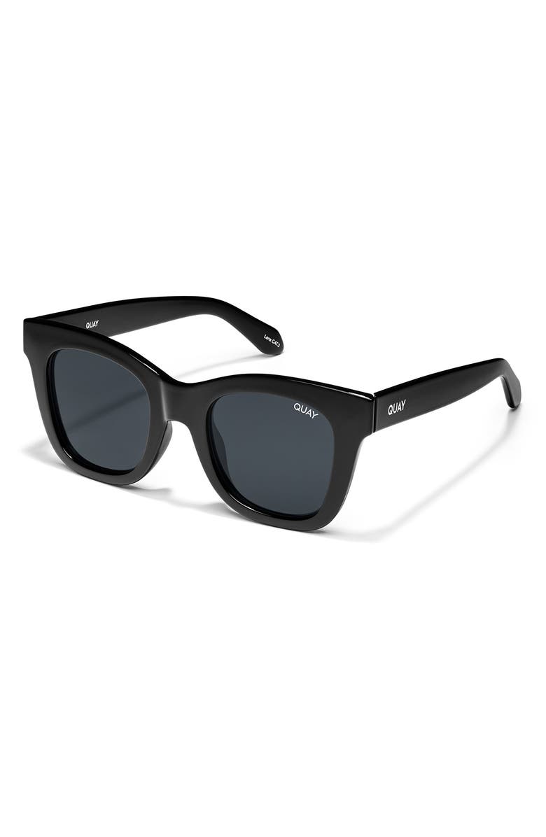 QUAY After Hours 51mm Polarized Square Sunglasses, Alternate, color, Shiny Black/ Smoke