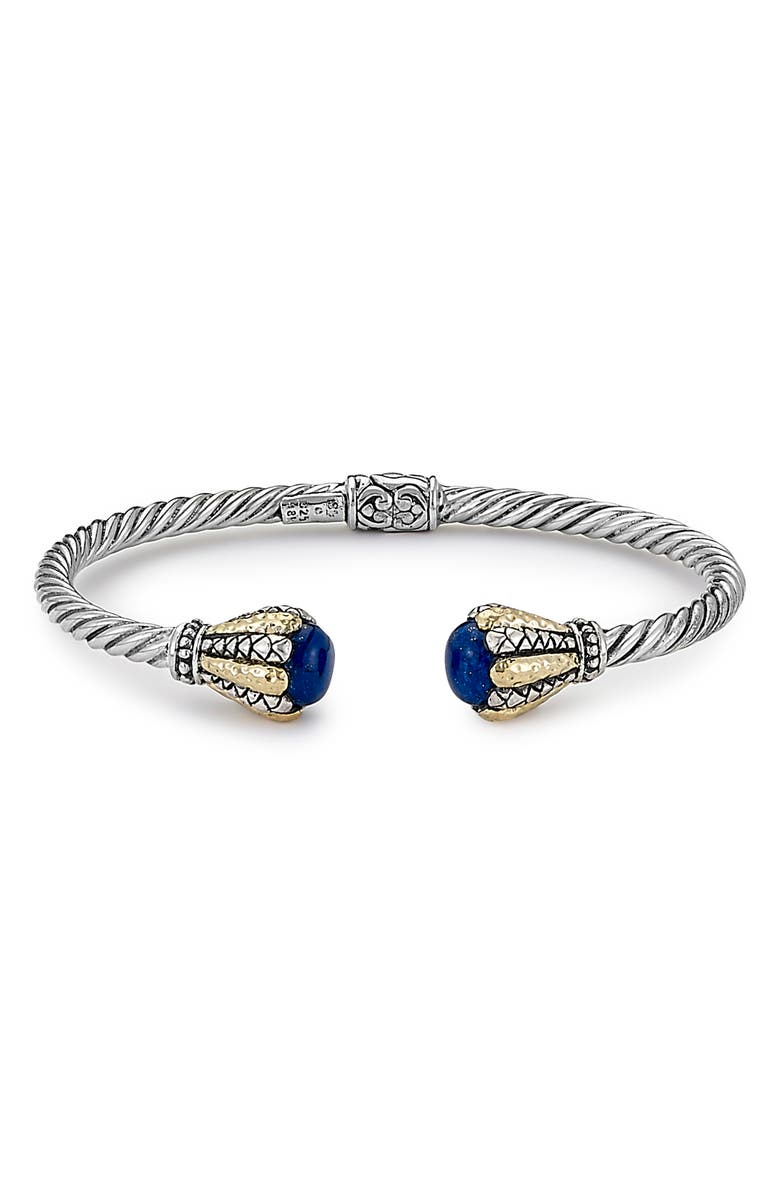 SAMUEL B. Sterling Silver & 18K Gold Twisted Cable Hinge Bangle, Main, color, Blue