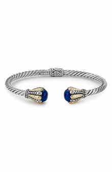 SAMUEL B. Sterling Silver & 18K Gold Twisted Cable Hinge Bangle