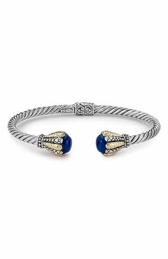Sterling Silver & 18K Gold Twisted Cable Hinge Bangle