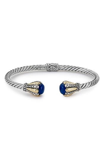 Samuel B. Sterling Silver & 18k Gold Twisted Cable Hinge Bangle In Blue