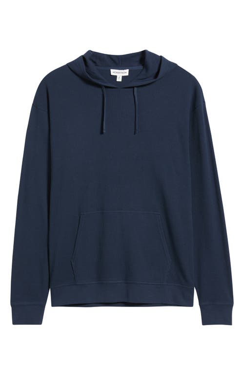 Nordstrom Cotton Blend Thermal Hoodie In Blue