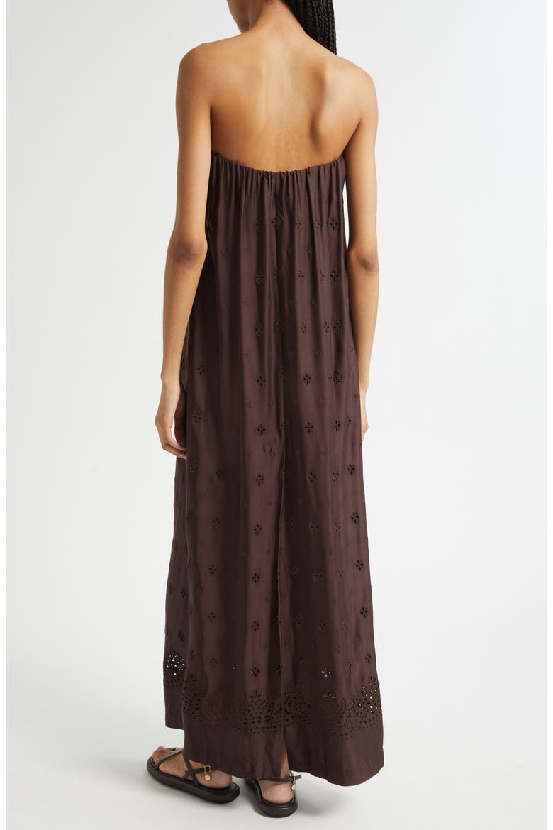 Dalia Eyelet Strapless Maxi Dress, Alternate, color, GANACHE