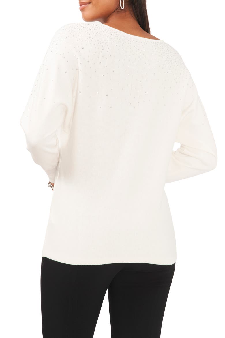 Bling V-Neck Sweater, Alternate, color, ANTIQUE WHITE