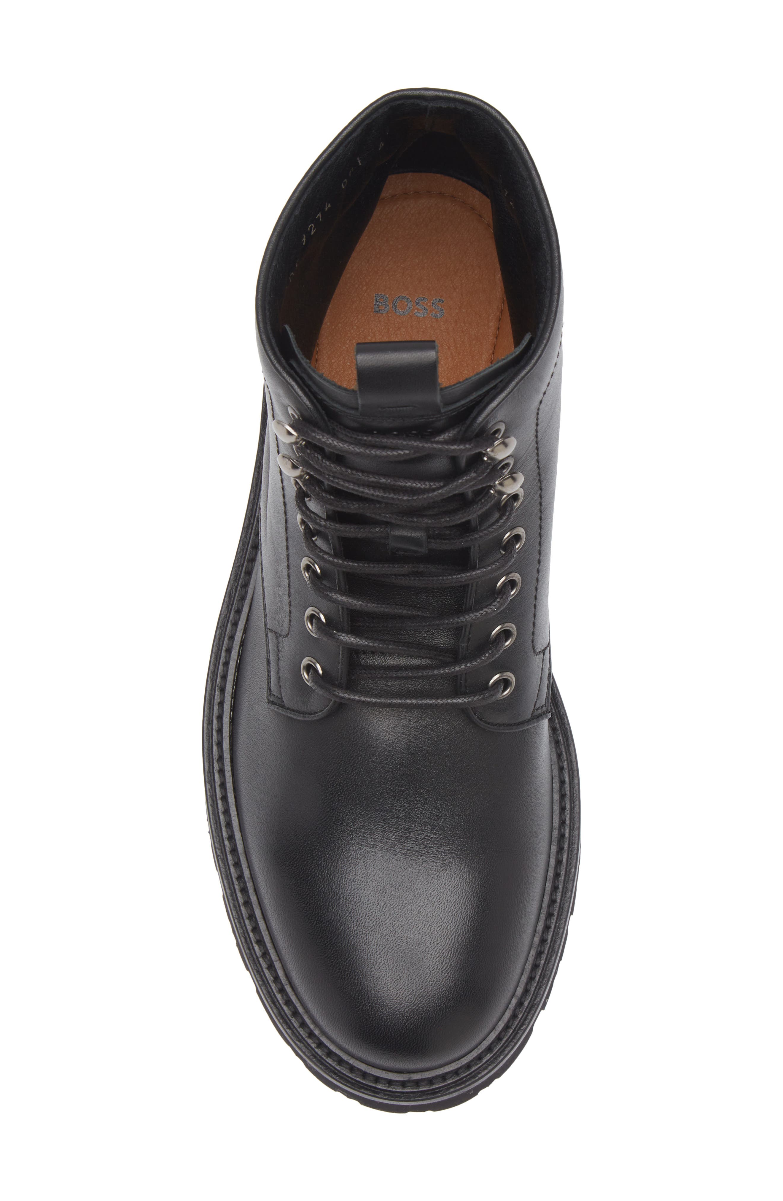 BOSS Plain Toe Lug Sole Boot, Alternate, color, Black