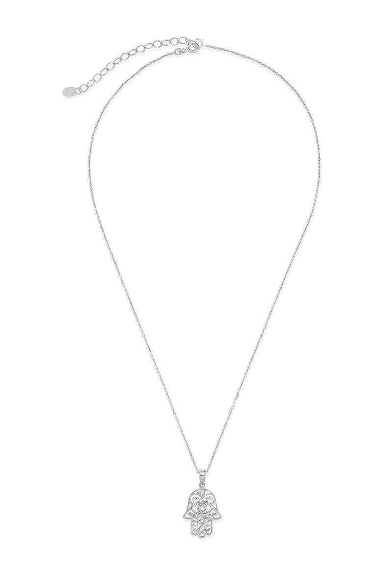 Sterling Silver Filigree Hamsa Hand Pendant Necklace, Alternate, color, SILVER