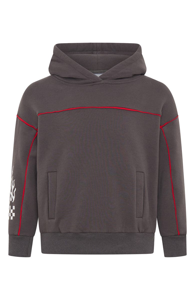 TINY TRIBE Kids' Piping Hot Hoodie, Main, color, Charcoal