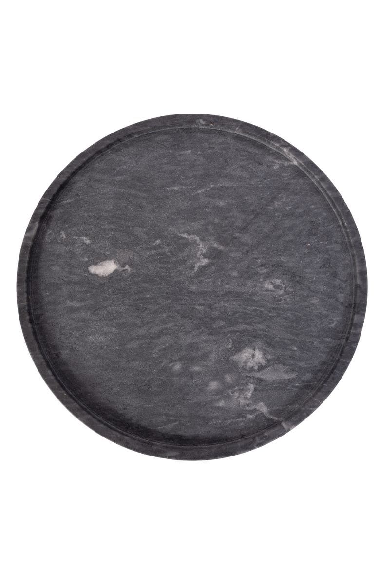 Artifacts Trading Company Decorative Round Marble Tray, Alternate, color, Black Matte