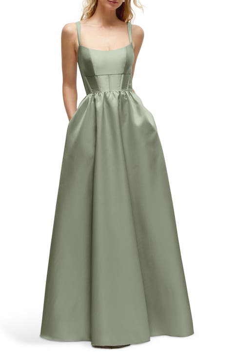 Sleeveless Corset Satin Gown