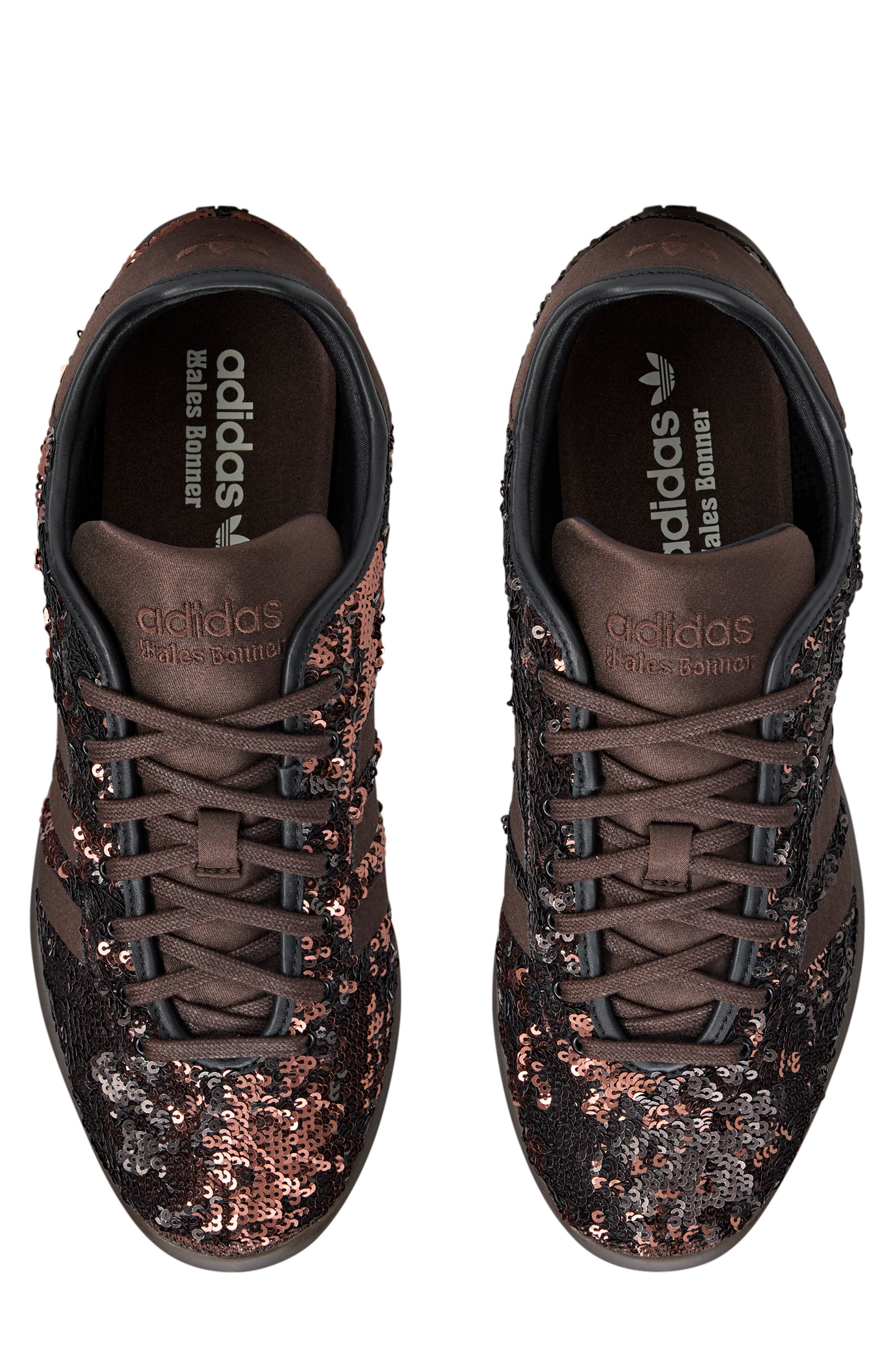 adidas x Wales Bonner Karintha Sequin Sneaker, Alternate, color, Black/Dark Brown