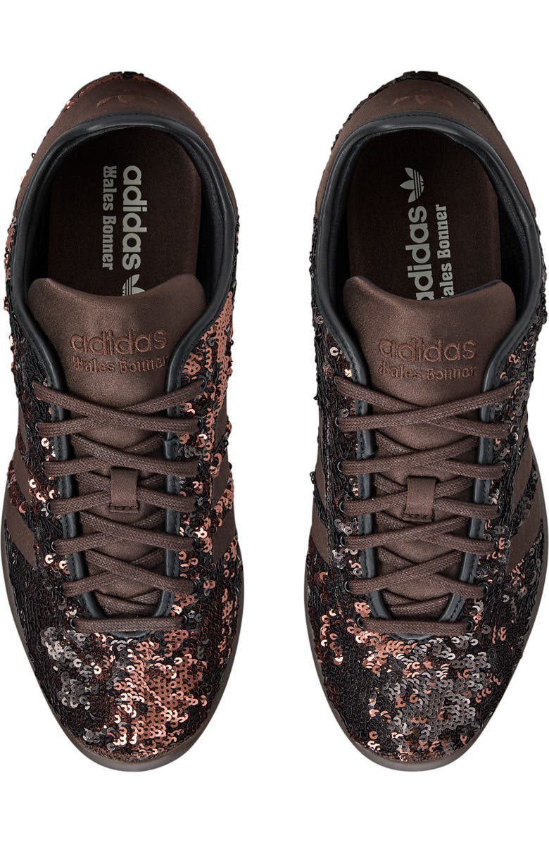 adidas x Wales Bonner Karintha Sequin Sneaker, Alternate, color, Black/Dark Brown