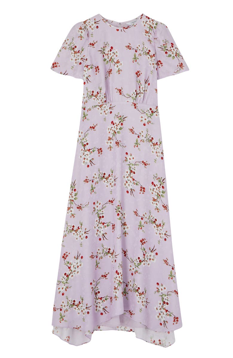 LK Bennett Boyd Cherry Blossom Silk Midi Dress, Alternate, color, Purple Multi