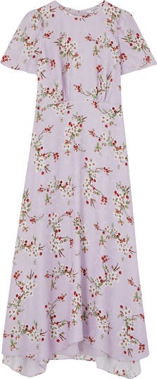LK Bennett Boyd Cherry Blossom Silk Midi Dress | Nordstromrack