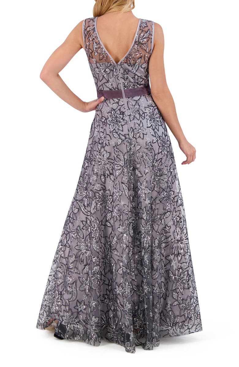 Eliza J Sequin A-Line Gown, Alternate, color, Silver