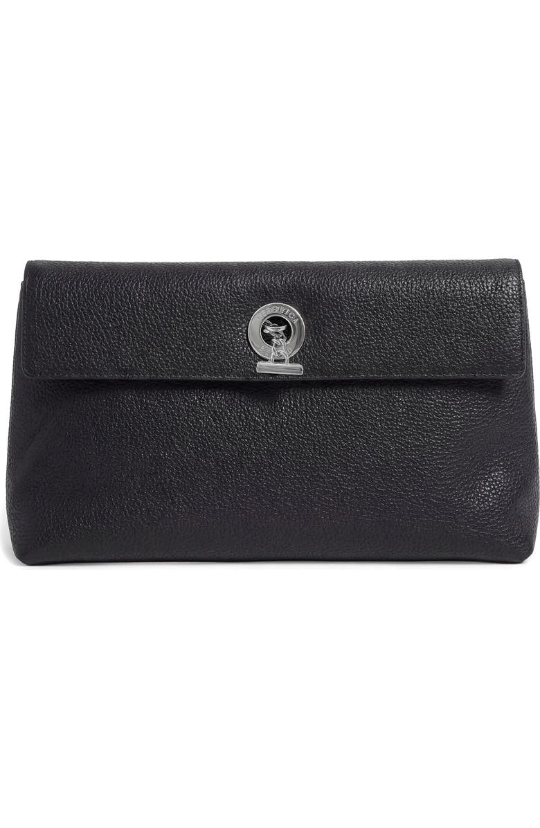 Veronica Beard Anchor Leather Clutch, Alternate, color, Black