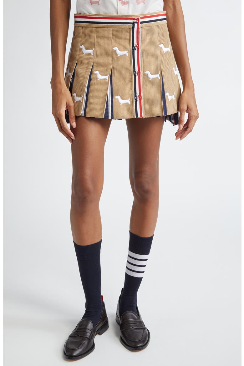 Hector Pleated Corduroy Miniskirt, Main, color, KHAKI