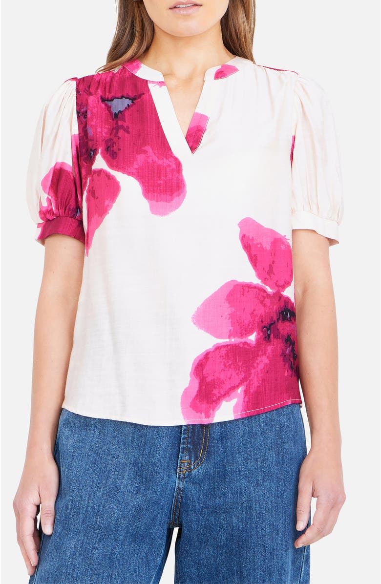 Yumi Watercolour Viscose Floral Top, Alternate, color, Pink