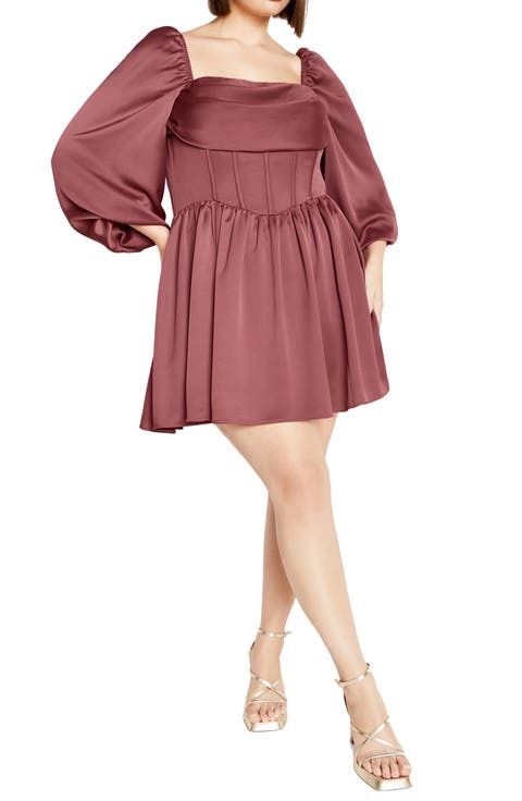 Flirty Corset Satin Dress (Plus)