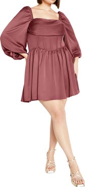 City Chic Flirty Corset Satin Dress