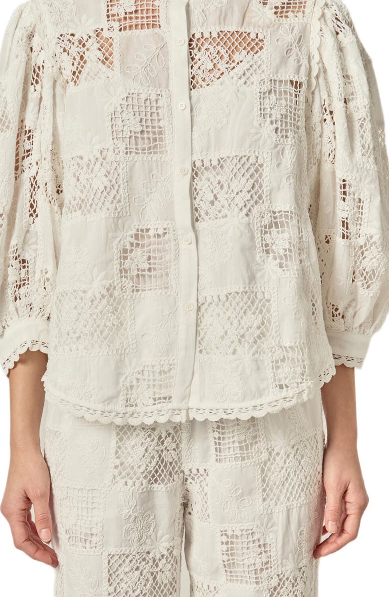 English Factory Embroidered Cotton Shirt, Alternate, color, White
