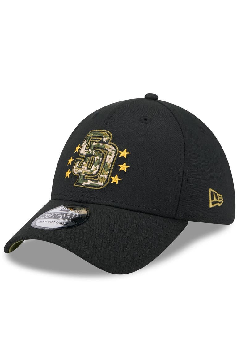 Men's New Era  Black San Diego Padres 2024 Armed Forces Day 39THIRTY Flex Hat, Alternate, color, Black