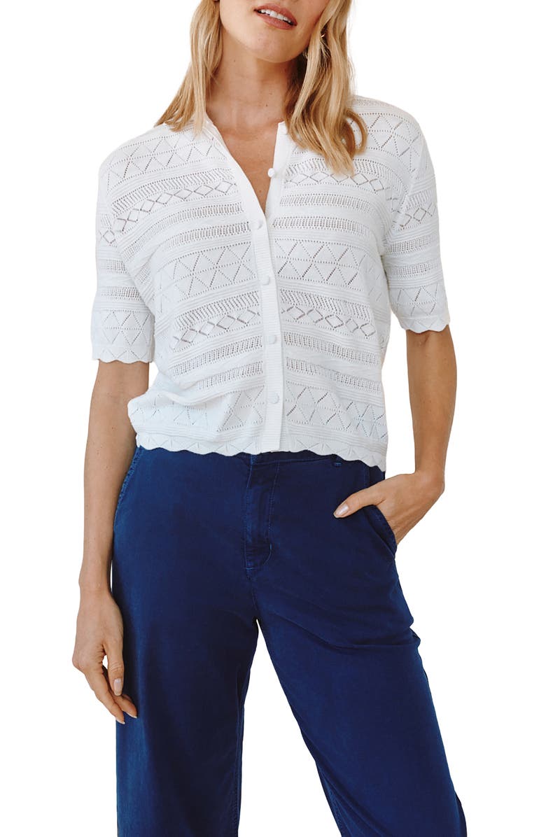 Bella Dahl Stitch Short Sleeve Shirt, Main, color, Ecru Ivory